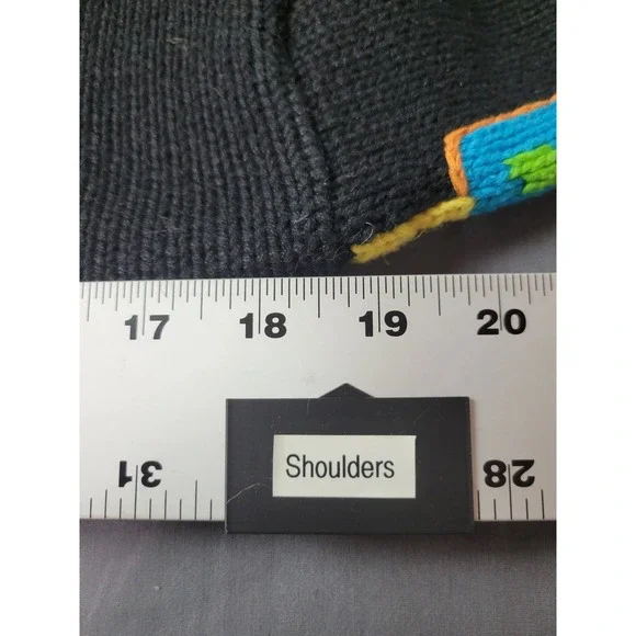 Storybook Knits Vintage Travel Cardigan Medium Black Suitcase Globe Sailboat - Picture 12 of 13